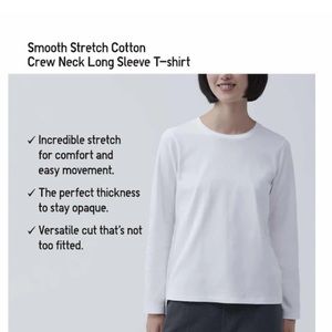 Uniqlo Smooth Stretch Cotton Crew Neck Long-Sleeve T-Shirt